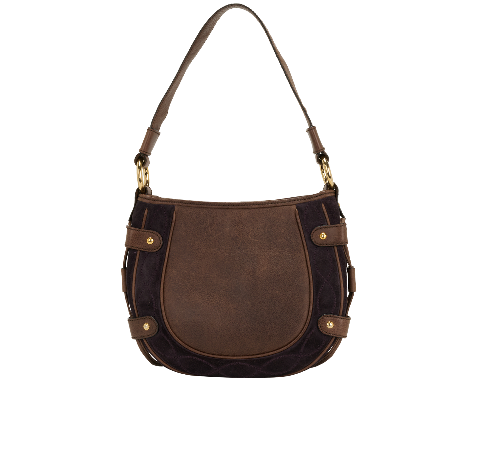 Furry PomPom Shoulder Bag, &pound;190, Handbags, Brown, Suede, Back view